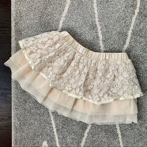 Just Fab Girls Ivory and Gold Lace Tutu Skirt 5